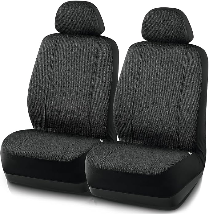 Road Comforts Car Seat Covers for Front Seat, Low Back Heavy Duty Breathable Flax Seat Protector, Airbag, Not Seat Belt Compatible, Washable Seat Cover Fits for Most Cars, Trucks, SUVs, Vans Black - Image 2