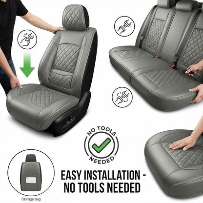 Fit for Venza Seat Covers Compatible with Toyota Venza 2009-2020 - Waterproof Breathable Leather Automotive Seat Cushions Protector,Airbag Compatible,Full Set 5 Seats(Gray) - Image 4