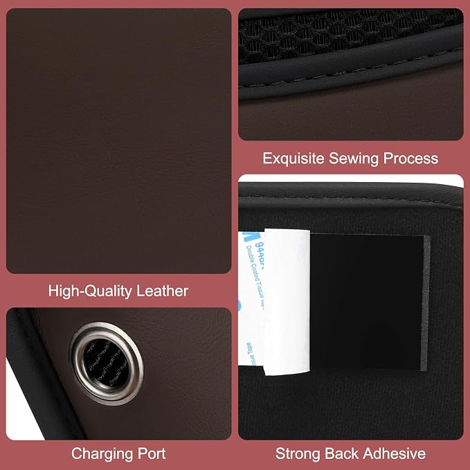 Accmor Universal Car Side Pocket Organizer, PU Leather Car Pocket Pouch for Car Seat, Door, Window, Console, Cards Trash Cell Phone Sunglasses Holder for Car, Brown - Image 8