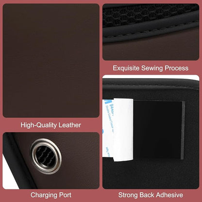 Accmor Universal Car Side Pocket Organizer, PU Leather Car Pocket Pouch for Car Seat, Door, Window, Console, Cards Trash Cell Phone Sunglasses Holder for Car, Brown - Image 8