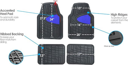 FH Group Automotive Floor Mats - Heavy-Duty Rubber Floor Mats for Cars, Universal Fit Full Set, Climaproof Floor Mats, Trimmable Floor Mats for Most Sedan, SUV, Truck Floor Mats Blue - Image 3