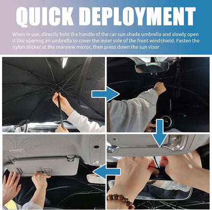 Car Windshield Sun Shade,Foldable Sun Shade for Car Windshield for Blocking Sunlight,Titanium Silver Windshields Umbrella Suns Shades for Cars with Storage Pouch - Image 6