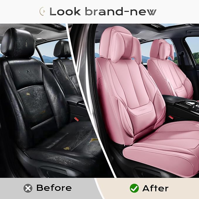Coverado Car Seat Covers, Seat Covers for Cars, Waterproof Leather Auto Seat Protectors, Leather Car Seat Cushion, Car Interiors Accessories Universal Fit for Most Cars - Image 8