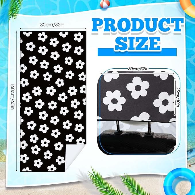 Hahafelt 2 Pack Car Seat Towel Cover with Storage Bag, Florid Declamation | 63 x 32 in Car Towel Seat Cover Non Slip Waterproof, Gym Workout Swimming Running, Machine Washable Sweat Absorbent Protector - Image 2