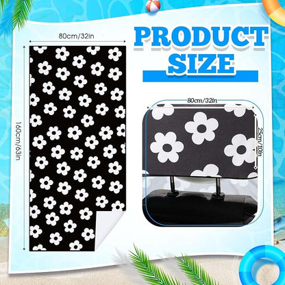 Hahafelt 2 Pack Car Seat Towel Cover with Storage Bag, Florid Declamation | 63 x 32 in Car Towel Seat Cover Non Slip Waterproof, Gym Workout Swimming Running, Machine Washable Sweat Absorbent Protector - Image 2