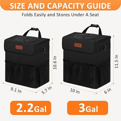 Vankor Car Trash Can with Lid Leak Proof Car Accessories for Women | 3 Gallon Cute Hanging Car Trash Bin for Men Car Truck Vehicle Sedan SUV Interior Automotive Garbage Cans, Black - Image 7