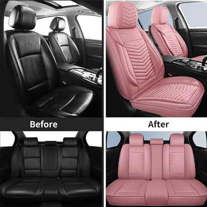 HChengkikz Car Seat Cover, Faux Leather, Waterproof (Pink) | Easy Maintenance, Airbag Compatible, Universal Fit For Most SUVs Trucks Pick-ups Sedans - Image 8