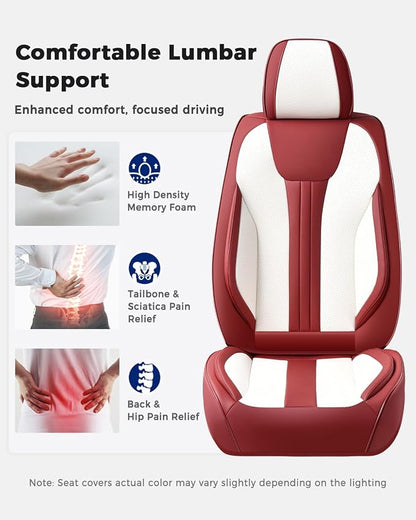 Huidasource Universal Car Seat Covers, Luxury Waterproof Faux Leather, Airbag Safe, Simple Installation, Stain Resistant, Ideal for Families and Pet Owners, Red & White - Image 5