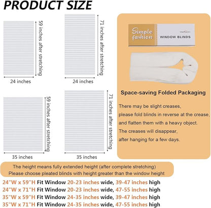 Window Blinds Cordless No Drill Cut to Size Clip On Stick On Self Adhesive Temporary Blinds Pleated Paper Blinds for Windows Doors Shades for Home Nursery Bedroom Kitchen Bathroom | Non-Woven, Light Filtering, Easy Install, Self Adhesive, Pleated Windo... - Image 2