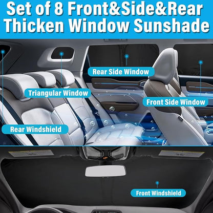 KMF 8pcs Full Window Sun Shades Custom Fit for Honda CR-V 2012-2016, CRV Sun Protecting Privacy Car Window Covers Sunshade for Windshield Side Rear, UV Block and Blackout for Camping Accessories - Image 4