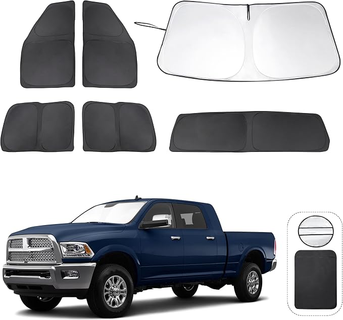 TINGLU Window Shades for Dodge RAM 2500 3500 2010-2026 Accessories Car Side Full Windows Rear Windshield Sun Shade Sun UV Rays & Privacy Protection for Camping,Napping&Relaxing 6PCS by TINGLU