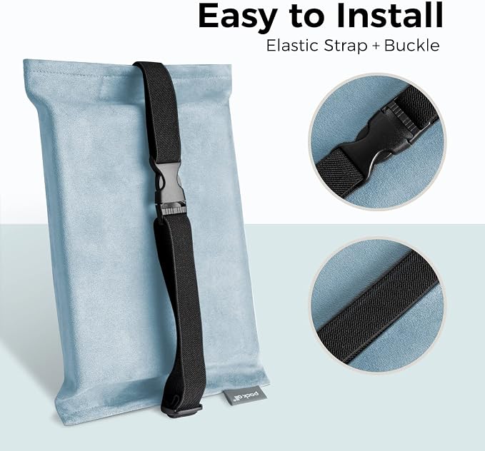pack all Microsuede Car Tissue Holder, Compact Napkin Dispenser | Keeps Tissues & Wipes Within Reach, Space-Saving, View-Friendly, Adjustable Strap, Fits Sun Visors & Seat Backs, Light Blue - Image 4