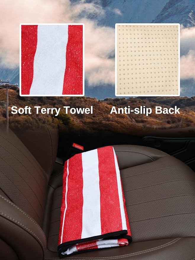 Prpeko Terry Cloth seat Cover Universal Waterproof Car Sport Towel Seat Cushion Non-Slip Sweat-Absorbent Towel Cloth Suitable for Gym Workout, Universal Fit for Car SUV Van-Flag - Image 7