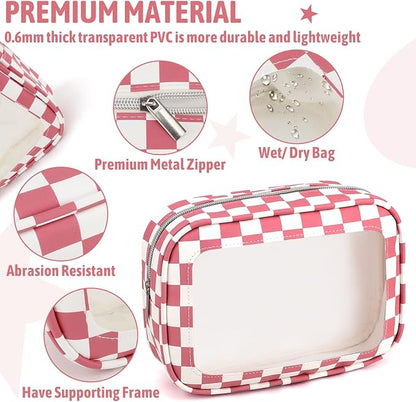 YOPCDJ 3PCS Clear Toiletry Bag, TSA Approved Travel Makeup Pouch with Zipper for Cosmetics and Toiletries, Diaper Bag Organizer Pouch Set, Women's Purse Organizer and Clear Car Bag - Image 4