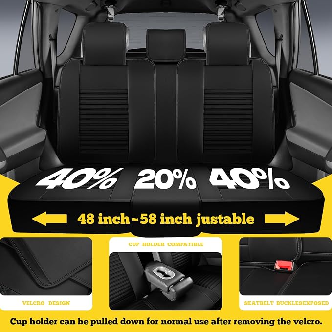 Front Car Seat Covers, Faux Nappa Leather for Sedan SUV, 2 Seats | Waterproof, Breathable and Airbag Compatible, Helps Reduce Slipping, Black+Red - Image 5