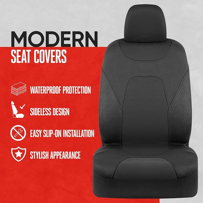 Motor Trend Waterproof Car Seat Covers Full Set – Black Seat Covers for Car Front & 60/40 Split Back Bench - Carseat Cover for Trucks, SUV, Vans - Universal Fit for Most Regular Size Vehicles - Image 3