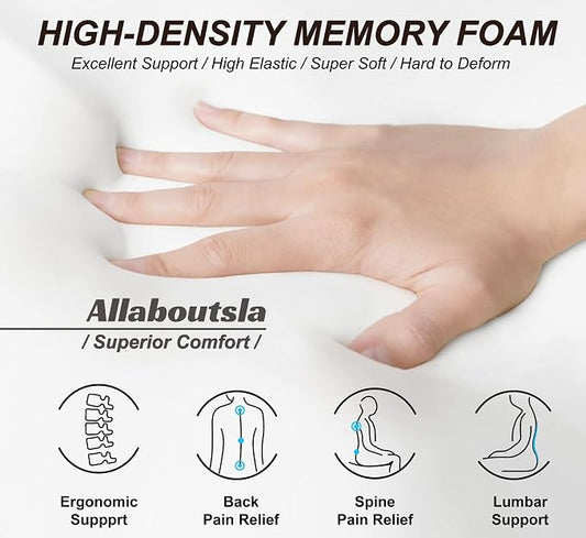 Allaboutsla Car Seat Cushion, Car Seat Cushions for Long Driving | Comfortable Memory Foam Driver Seat Cushion, Automotive Seat Cushions, Butt Pillow for Car,Truck, Office Chair, Black - Image 2