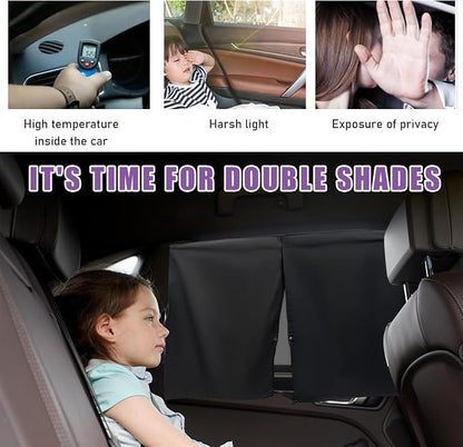 2 PCS Car Window Shade, Double Layer Mesh Privacy Sunshade for Auto Side Window, Magnetic Breathable Curtain for Baby & Kids Blocks Sun & Heat, Universal Car Accessories - Image 4