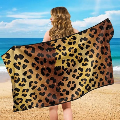 Leopard Print Car Seat Towel Cover Auto Interior Seat Towel | Brown Leopard Print Front Seat Covers with Storage Bag Universal Non Slip Waterproof Sweat Protector Car Interior Accessories - Image 5