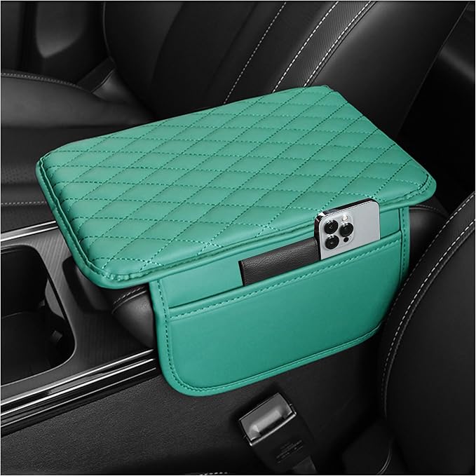 Stacool Upgraded Car Center Console Cover,Microfiber Leather Car Armrest Cover Cushion with 2 Storage Bags,Universal Car Armrest Storage Box (Turquoise) by Unknown