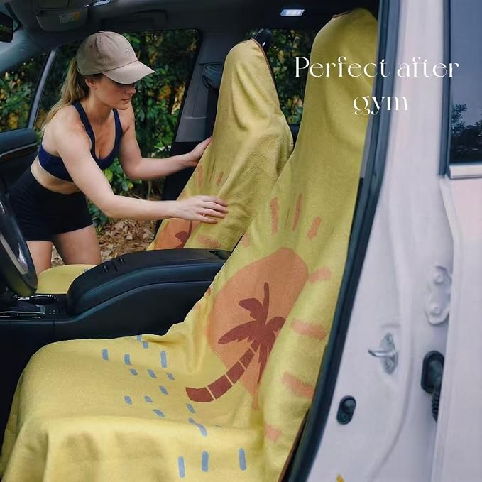Car Seat Cover Towel for Front Seats Non-Slip with Headrest Pocket & Strap | Universal Fit for Cars Truck SUV|Car Seat Hoodie & Phocho Perfect After Gym Workout, Beach,Yoga and Running|Anti-dog Scratch - Image 9