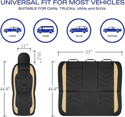 Skechers Car Seat Covers,Luxury Faux Leather Seat Covers,Waterproof Anti Slip Car Seat ProtectorFull Set,Car Accessories Airbag Universal Fit for Most Cars,Vans,Trucks,SUV,Beige - Image 6