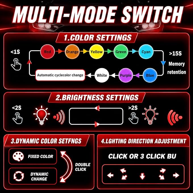 Mini USB Light for Car,8 Color RGB Dynamic Interior Car Lights with Adjustable Color & Brightness,Portable USB Ambient Lighting Cars Interior Accessories for Most Vehicles - Image 6