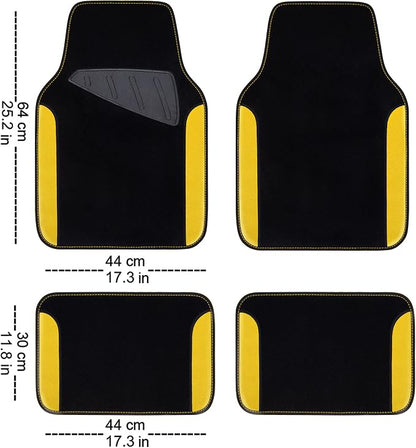 CAR PASS Waterproof Universal Fit Car Floor Mats, Car Mats Fit for SUV,Vans,sedans, Trucks,Set of 4pcs Car Carpet with Driver Heel Pad (Black and Yellow) - Image 2