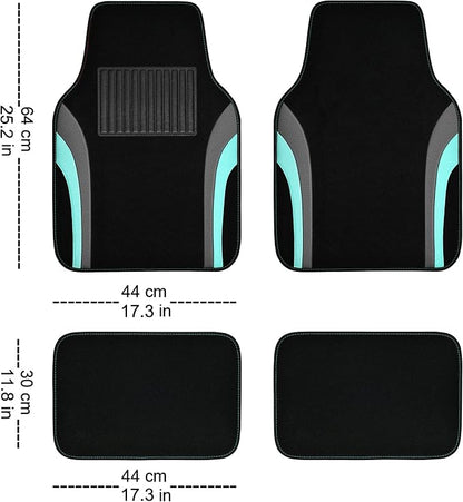 CAR PASS Leather Sporty Car Floor Mats Carpet, Universal Waterproof Automotive Floor Mat Fit for Sedans, Cars, Mid Trucks, Vans, SUV, Set of 4 (Black and Mint) - Image 4