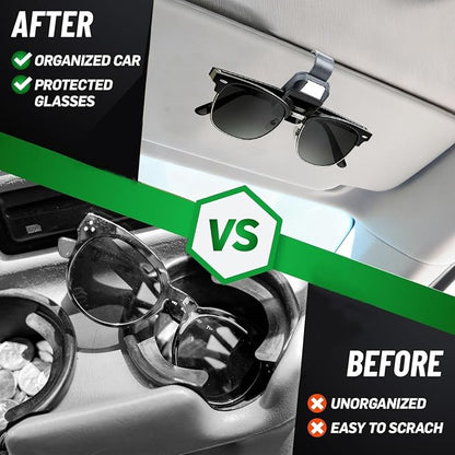 Dsycar Sunglasses Holder for Car, 2 Pack Car Sun Visor Sunglasses Clip | One-Handed-Operation Easy Access Storage for Driving,Universal Fits Anti-Scratch Car Sun Visor Accessories - Image 2