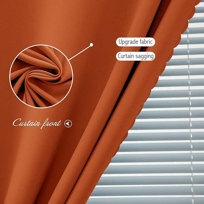 Self Adhesive Curtains Portable Blackout Curtain Simple and Easy to Install Bedroom Window Thermal Lnsulated Kitchen Room Darkening Black Small Drapes, 59" W X 84" L, Orange, 1 Panel - Image 6