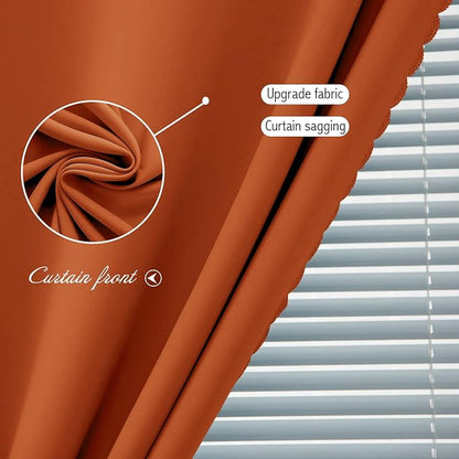 Self Adhesive Curtains Portable Blackout Curtain Simple and Easy to Install Bedroom Window Thermal Lnsulated Kitchen Room Darkening Black Small Drapes, 35" W X 59" L, Orange, 1 Panel - Image 6