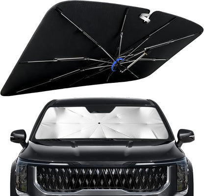 Windshield Sun Shade for Kia Carnival 2022-2026 with 360° Rotating Shaft | Custom Fit Umbrella Sunshade for UV Blocking, Interior Heat Protection, Easy Storage, UPF 50+ Cool Windshield Cover by Lonyaqui