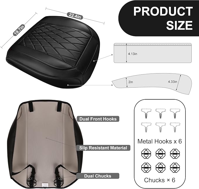 CAR PASS 1 Pack Leather Front Car Seat Cover, Bottom Seat Cover Full Wrapped with Storage Pocket, Anti-Slip Leather Seat Protector,Waterproof Seat Cushion Pad Universal Fit Sedan SUV Truck, Black - Image 7