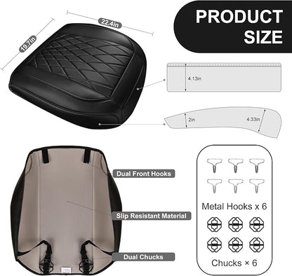 CAR PASS 1 Pack Leather Front Car Seat Cover, Bottom Seat Cover Full Wrapped with Storage Pocket, Anti-Slip Leather Seat Protector,Waterproof Seat Cushion Pad Universal Fit Sedan SUV Truck, Black - Image 7