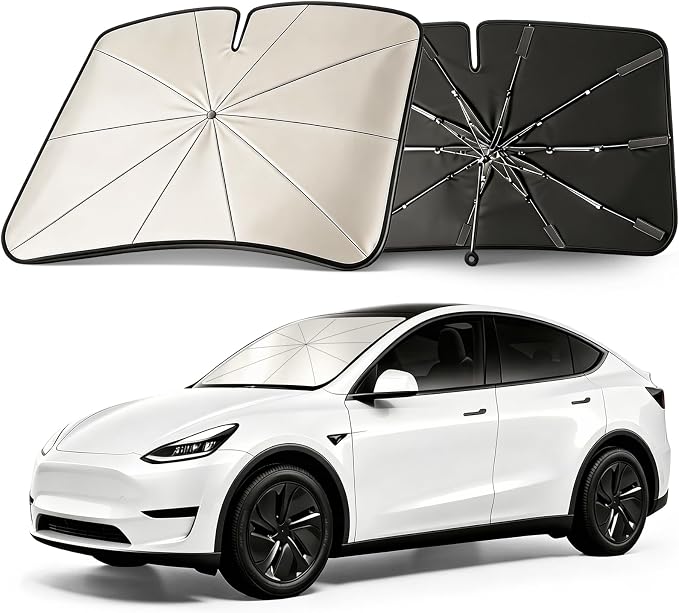 Mihen Windshield Sun Shade Umbrella for Car - Universal Size [100% Blocks Sunlight & Ice Cooling Feel] Foldable Front Window Car Sun Shade Heat Insulation, Protect Car Interior for Car, SUV, Truck by Unknown