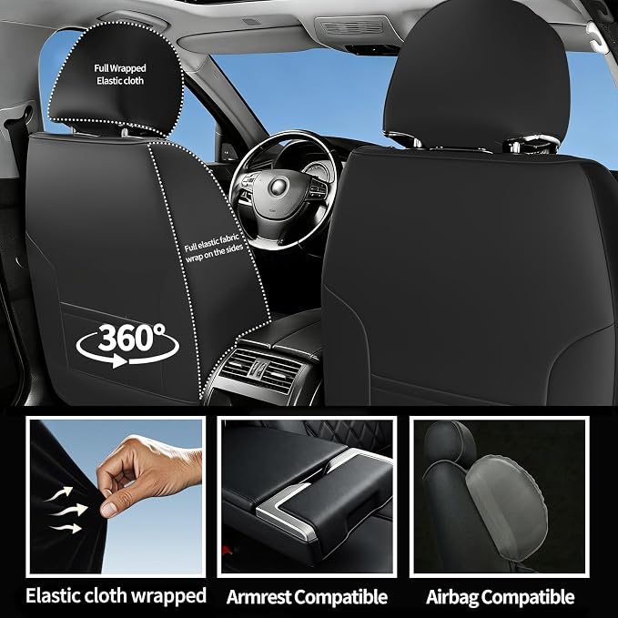 For Subaru Impreza 2012-2025 2026 Car Seat Covers, Front Pair, Redline | Luxury Full Coverage Leather Seat Protectors, Waterproof Breathable, Non-Slip, Easy to Install, Airbag Compatible, All-Season - Image 5