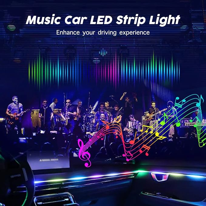 Car LED Strip Lights, Interior Car Ambient Lighting Dream Color | Wireless APP and RF Remote Control, Music Mode Dynamic Chasing Acrylic LED Lights for Car Decoration - Image 5