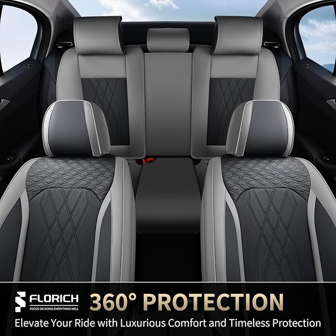 FLORICH Car Seat Covers Front Seat Waterproof Faux Leather Seat Covers for Cars Premium Breathable Car Seat Protector Interior Covers Non-Slip Universal Fit for Most Car Truck SUV, Gray&Black - Image 8