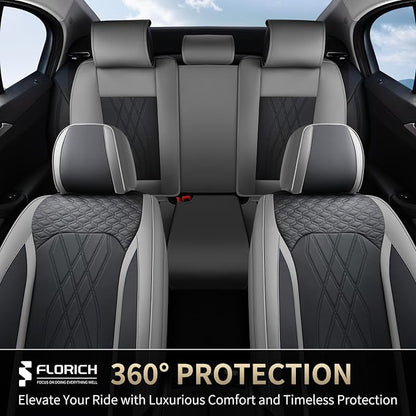 FLORICH Car Seat Covers Front Seat Waterproof Faux Leather Seat Covers for Cars Premium Breathable Car Seat Protector Interior Covers Non-Slip Universal Fit for Most Car Truck SUV, Gray&Black - Image 8