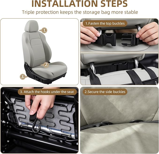 Car Backseat Organizer with Kick Mat & Foldable Tray, 2-Pack | Touchscreen Tablet Holder, Water Resistant PU Leather, Seat Back Protector with Storage Pockets, Road Trip Travel Accessories - Image 8