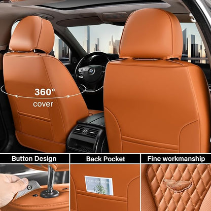 Coverado Car Seat Covers Full Set, Brown Seat Covers, Automotive Car Seat Cover, Car Seat Covers Front Seats Back Seat Covers, Car Seat Protector Universal Fit Most Cars - Image 3