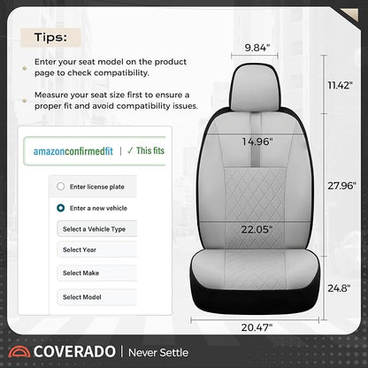 Coverado Car Seat Covers Full Set, Automotive Leather Seat Covers for Car，Universal Fit Front Back Seat Cover, Non-Slip Waterproof Breathable Car Seat Protector - Image 8