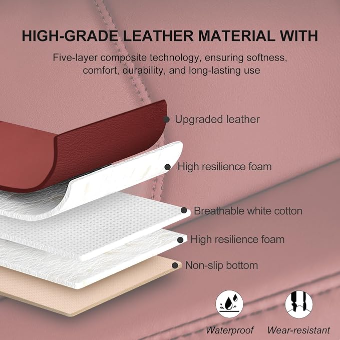 BOPUOVRE Car Seat Cover for Luxury & Comfort PU Leather | Anti Slip Full Wrap Protection Storage Pocket Bottom Cushion Universal Fit 95% Vehicles Dull Red 1 Piece - Image 6