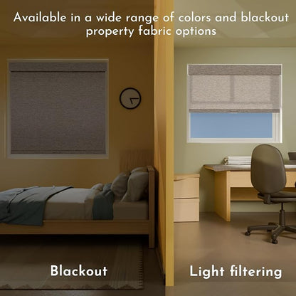 Persilux Light Filtering Roller Shades for Window Blinds,Cordless,Linen Fabric,Thermal Insulated Fabric UV Protection Shades for Home,Office,Bedroom,Door,Light Filtering-Light Brown,24" W X 72" H - Image 5