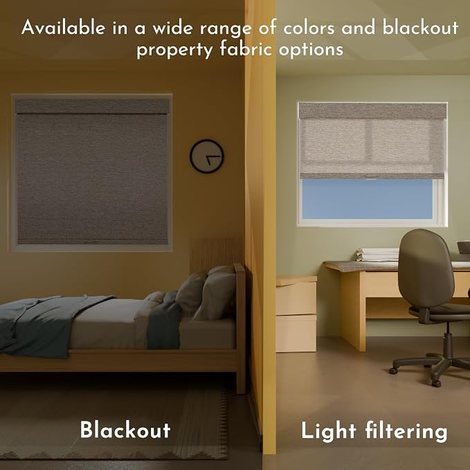 Persilux Light Filtering Roller Shades for Window Blinds,Cordless,Linen Fabric,Thermal Insulated Fabric UV Protection Shades for Home,Office,Bedroom,Door,Light Filtering-Light Brown,22" W X 72" H - Image 5