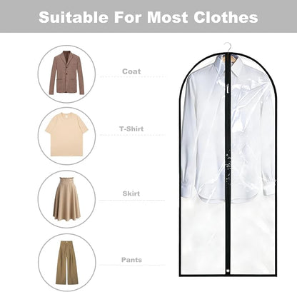 Dress Bags for Gowns Long, 60'' Garment Bags for Hanging Clothes, Suit Bag Cover for Storage and Travel, 2 Pack (Clear) - Image 3