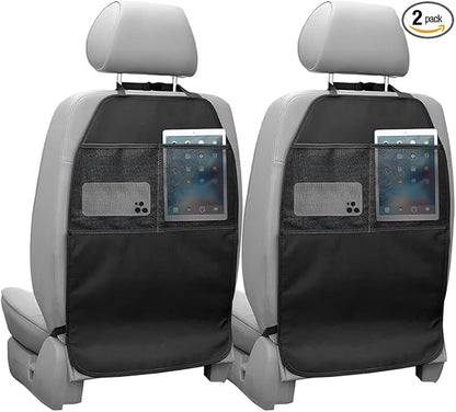 2 PCS Back Seat Cover for Kids, Car Kick Mat Seat Protector with 2 Storage Pockets, Premium Water Resistant Backseat Kick Mats Protect Vehicle from Dirt, Mud, Scratches by YTFRL