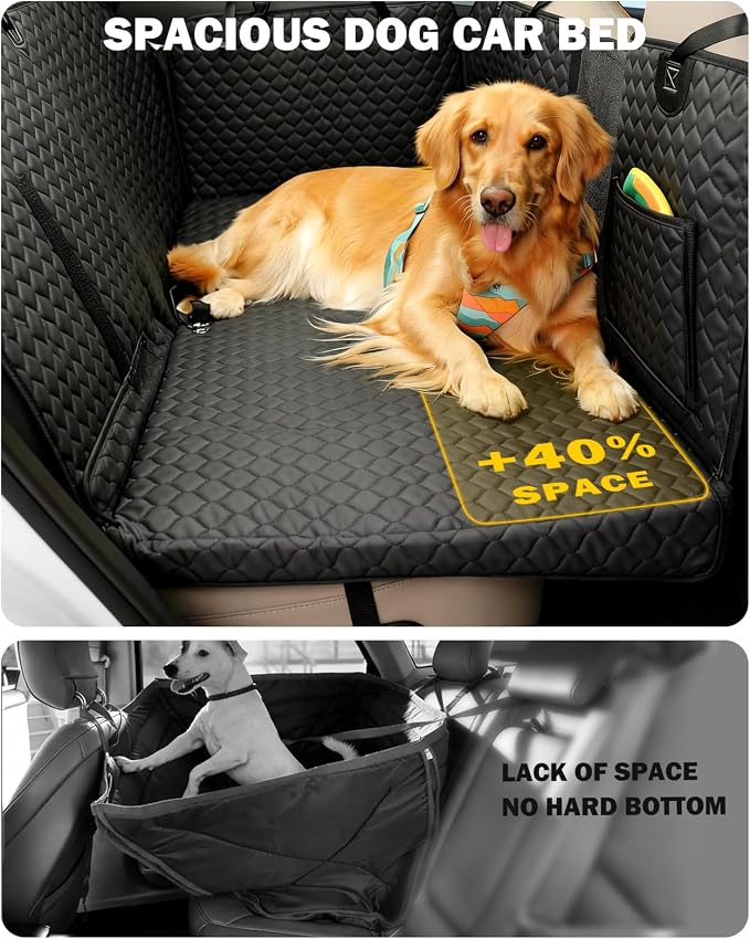 Dog Seat Cover for Back Seat, PU Dog Car Seat Cover Holds 420 lbs, Material Waterproof, Anti Scratch, Easy to Use and Clean, Hard Bottom Back Seat Extender for Dogs, Comfortable Car, SUV, Truck - Image 3