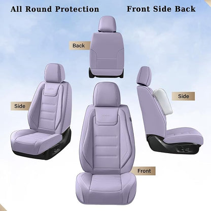 Coverado Car Seat Covers Full Set, Seat Covers for Cars, Car Seat Protector Waterproof, Leather Cushion, Universal Car Interior Covers Seat Protectors for Most Cars Purple - Image 8